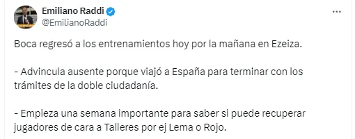 Advíncula, ausente en la práctica.