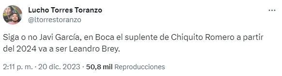 La decisión de Boca con Leandro Brey. (Captura)