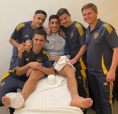 Merentiel terminó con hielo luego del triunfo ante Independiente Rivadavia. (Instagram)