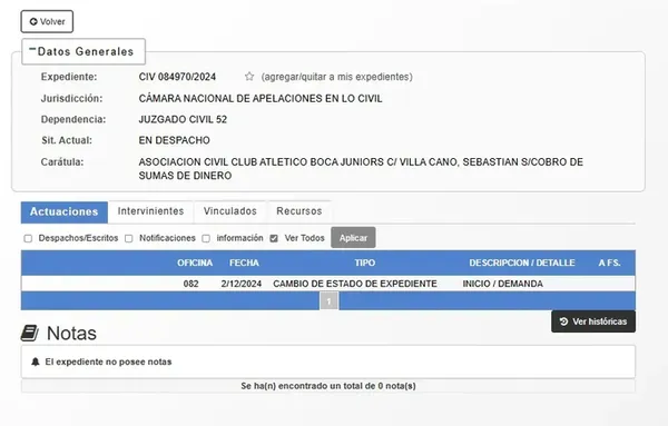 La declaración judicial de Boca contra Villa