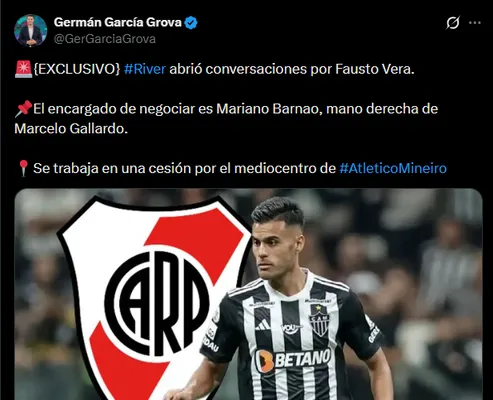 River quiere a Fausto Vera. (Captura)