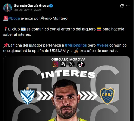 Riquelme quiere a Montero en Boca. (Captura)
