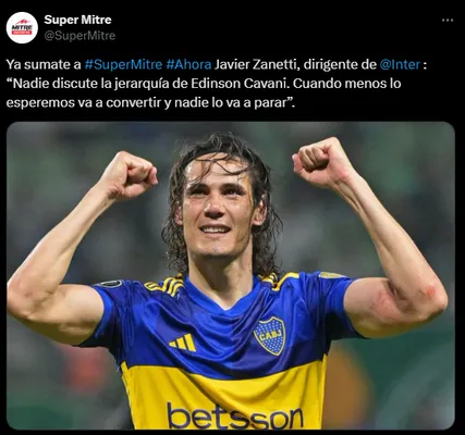 Zanetti bancó a Edinson Cavani. (Captura)
