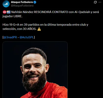 Nández se irá de Arabia Saudita. (Captura)
