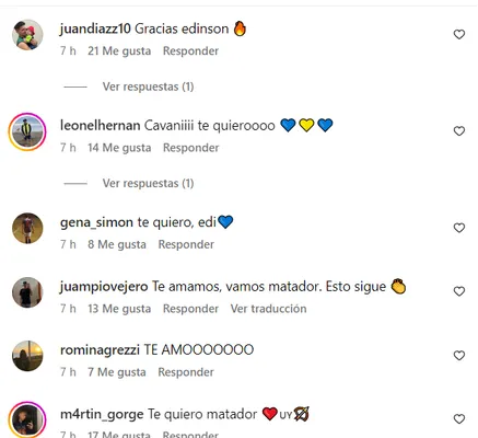 El apoyo de los hinchas a Cavani.
