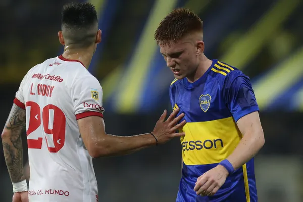Valentín Barco en el empate de Boca con Estudiantes de la Plata. (Getty)