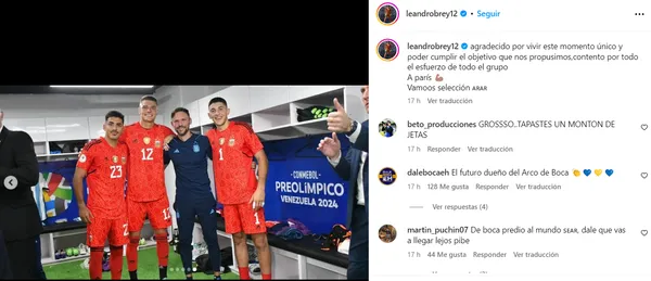 El posteo de Brey tras la clasificación a los Juegos Olímpicos.
