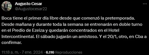 La agenda de Boca.