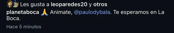 El like de Paredes a la publicación.