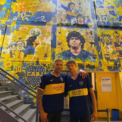Materazzi y su hijo Davide, quien le pidió ir a La Bombonera. (Instagram)