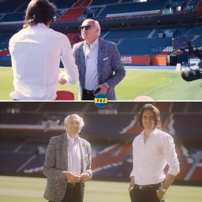 Carlos Bianchi junto a Edinson Cavani en PSG