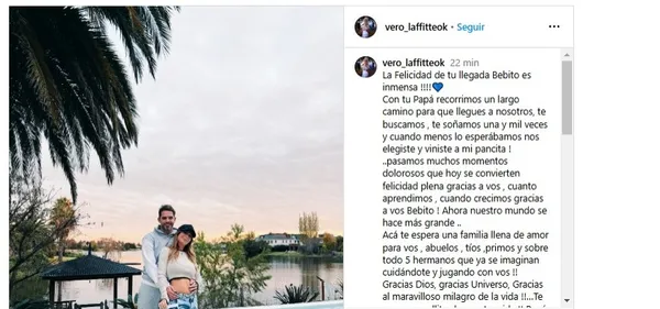 La mujer de Fernando Gago comunicó que serán padres con el ex DT de Boca