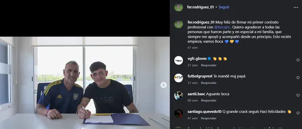 Rodríguez firmó su contrato con Boca en 2025. (Captura)