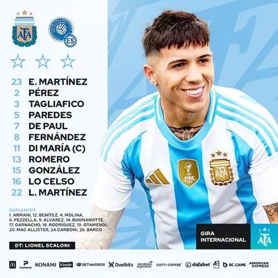 Valentini afuera y el Colo Barco entre los suplentes. (Selección Argentina Oficial)