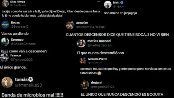 Las reacciones de los hinchas a la publicación sobre los descensos.