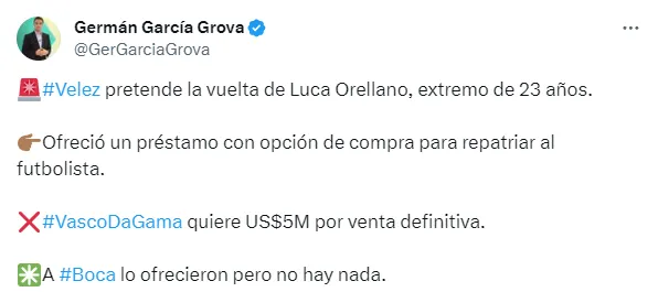 Más detalles de la situación de Luca Orellano. (Captura)