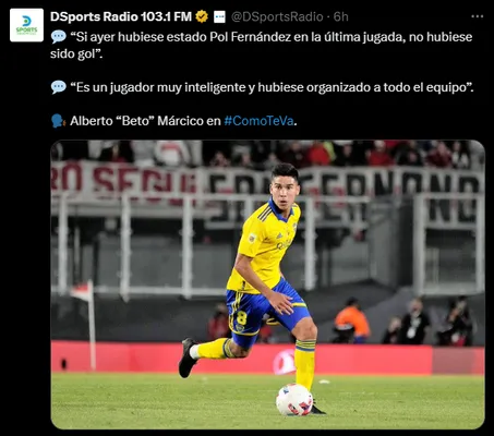La declaración de Beto Márcico sobre el empate de Boca. (Captura)