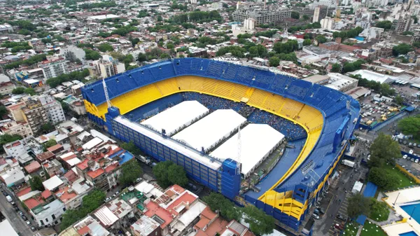 Vista aérea de La Bombonera durante los comicios