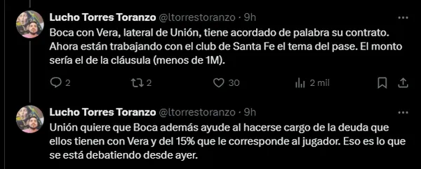 El pedido de Unión a Boca. (Captura)