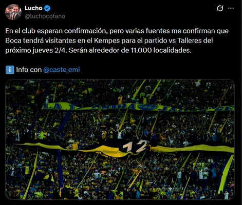 Los hinchas de Boca podrían estar presente ante Talleres en Córdoba. (Captura)