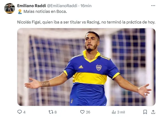 La información que brindó Emiliano Raddi.