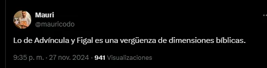 Las críticas de los hinchas a Advíncula y Figal.