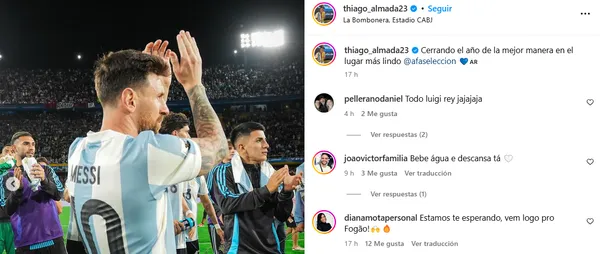 El posteo de Almada en Instagram.