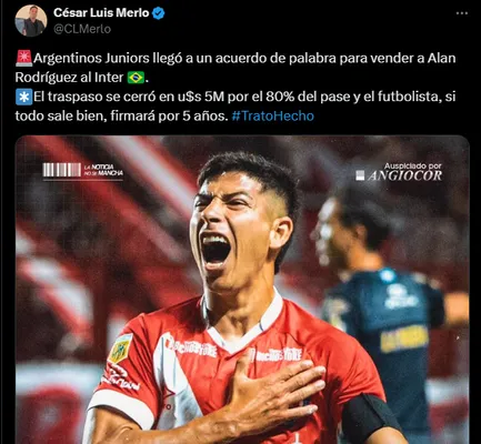 Alan Rodríguez jugará en Inter de Porto Alegre. (Captura)