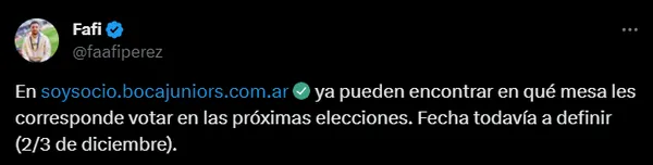 El tuit del periodista Facundo Pérez. (Captura)