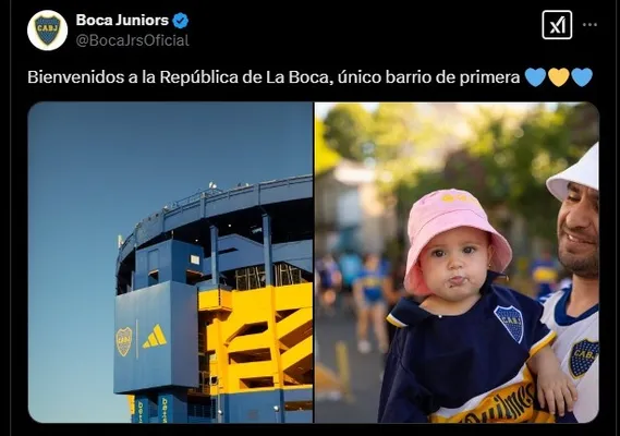 Posteo de Boca Oficial en "X"