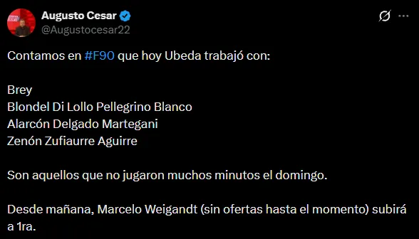 Martegani y Blondel, en el once de Boca. (Captura)