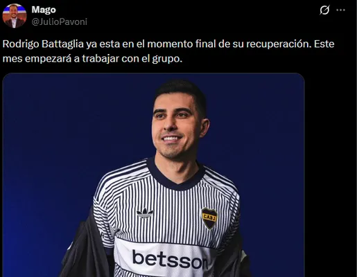 Battaglia, cerca de recuperarse en Boca. (Captura)
