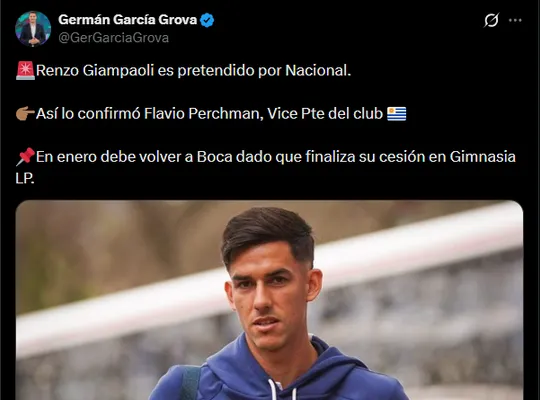 Giampaoli también gusta en Nacional. (Captura)