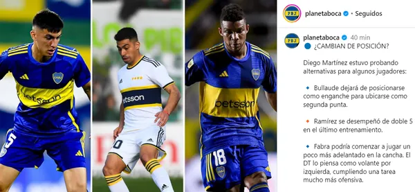 Los jugadores de Boca que han cambiado de posición.