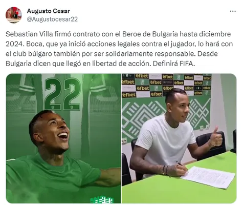 Sebastián Villa firmó con un nuevo equipo. (Captura)