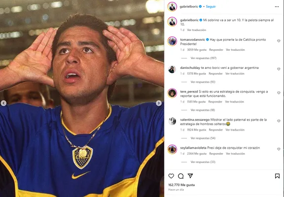 El posteo del presidente de Chile para Riquelme.
