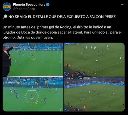 Falcón Pérez no se dio cuenta de un claro error en contra de Boca. 