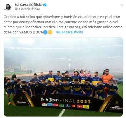 El mensaje de Edinson Cavani. (Captura)