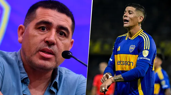 Juan Román Riquelme y Marcos Rojo en Boca (Getty Images)