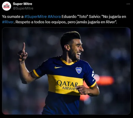 Salvio fue contundente acerca de jugar en River. (Captura)
