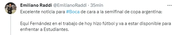 Ezequiel Fernández está de vuelta.  (Captura)