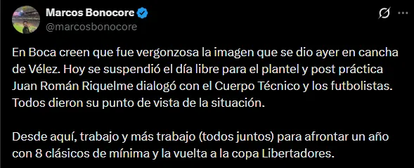 En Boca no quedaron contentos por el duelo con Vélez. (Captura)