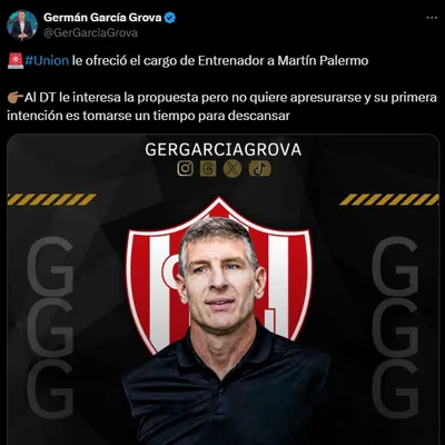 El pensamiento de Palermo sobre dirigir a Unión. (Captura)