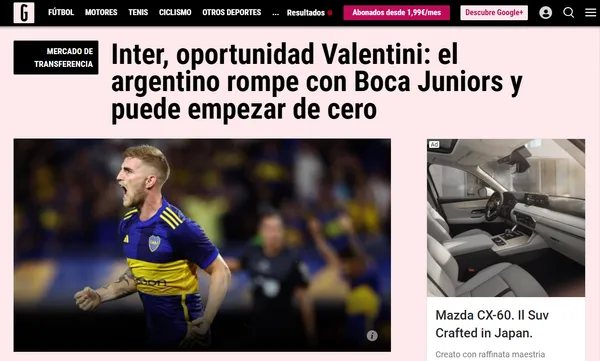 Inter de Milán sigue de cerca a Nicolás Valentini.