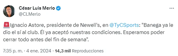 Banega jugará en Newell´s. (Captura)