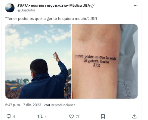 El tatuaje de Sofía, un hincha de Boca y fanática de Riquelme.