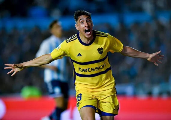 Festejo de gol de Miguel Merentiel en Boca vs. Racing (Getty Images)