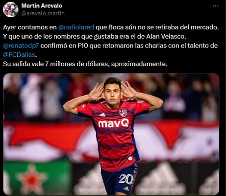 Velasco interesa a Boca. (Captura)