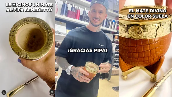 El Pipa mandó a hacer un mate personalizado.