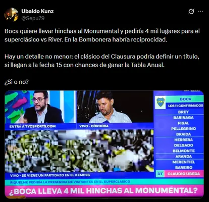 ¿Habrá hinchas de Boca en el Monumental contra River? (Captura)